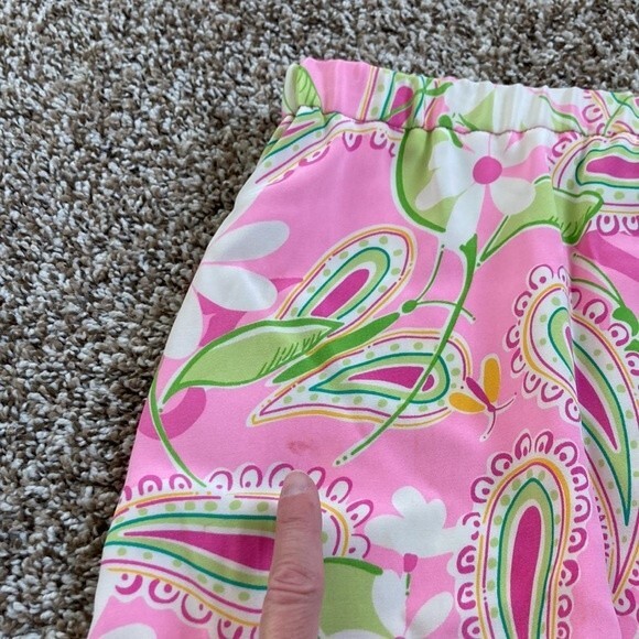 Vintage 80s 90s Lilly Pulitzer Midi Pink Summer Silk Floral Paisley Skirt Size 2 - Picture 14 of 16